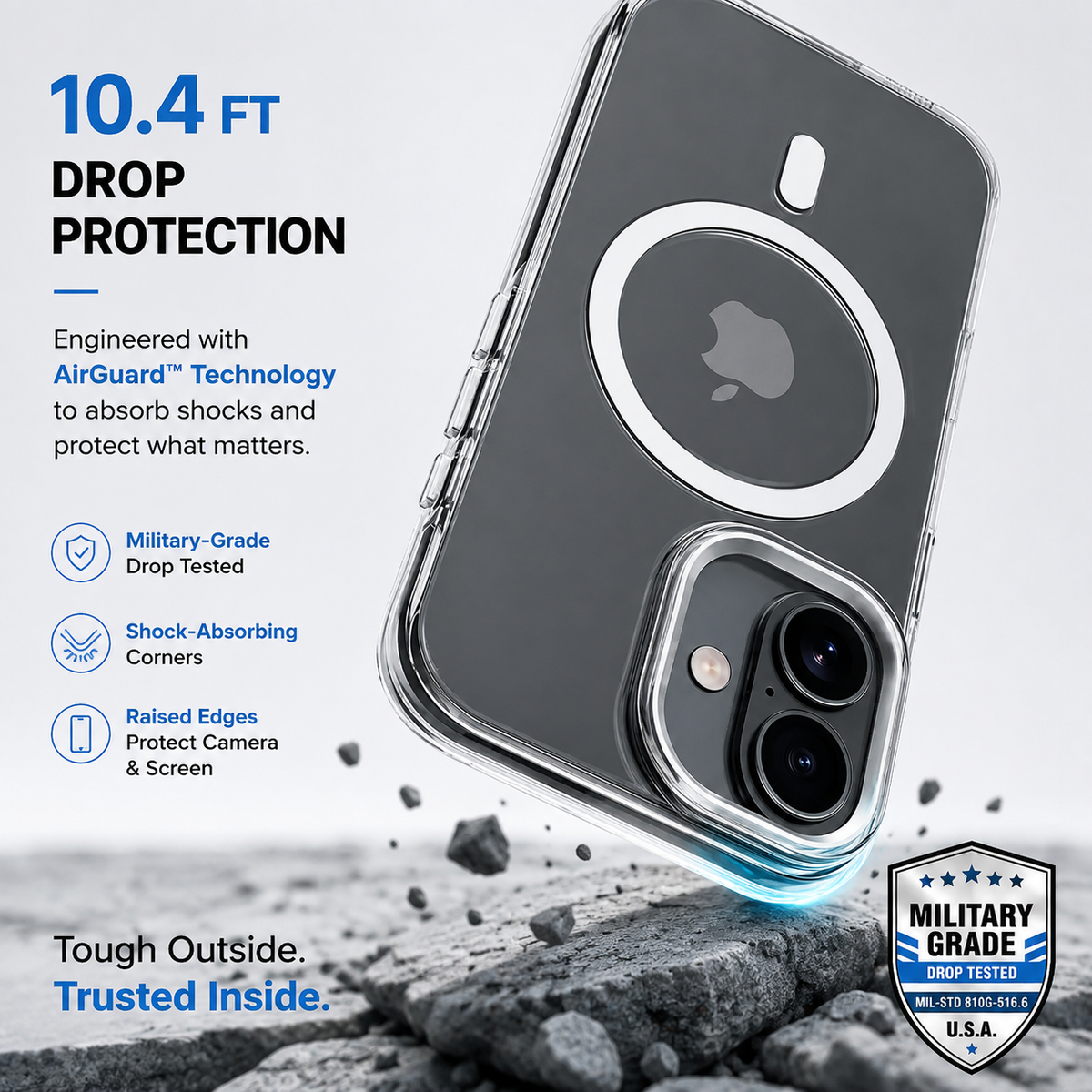 BEUONK Super Crystal™ Anti-Yellow Clear Case | Scratch-Resistant + MagSafe Compatible  Shorter, more premium option